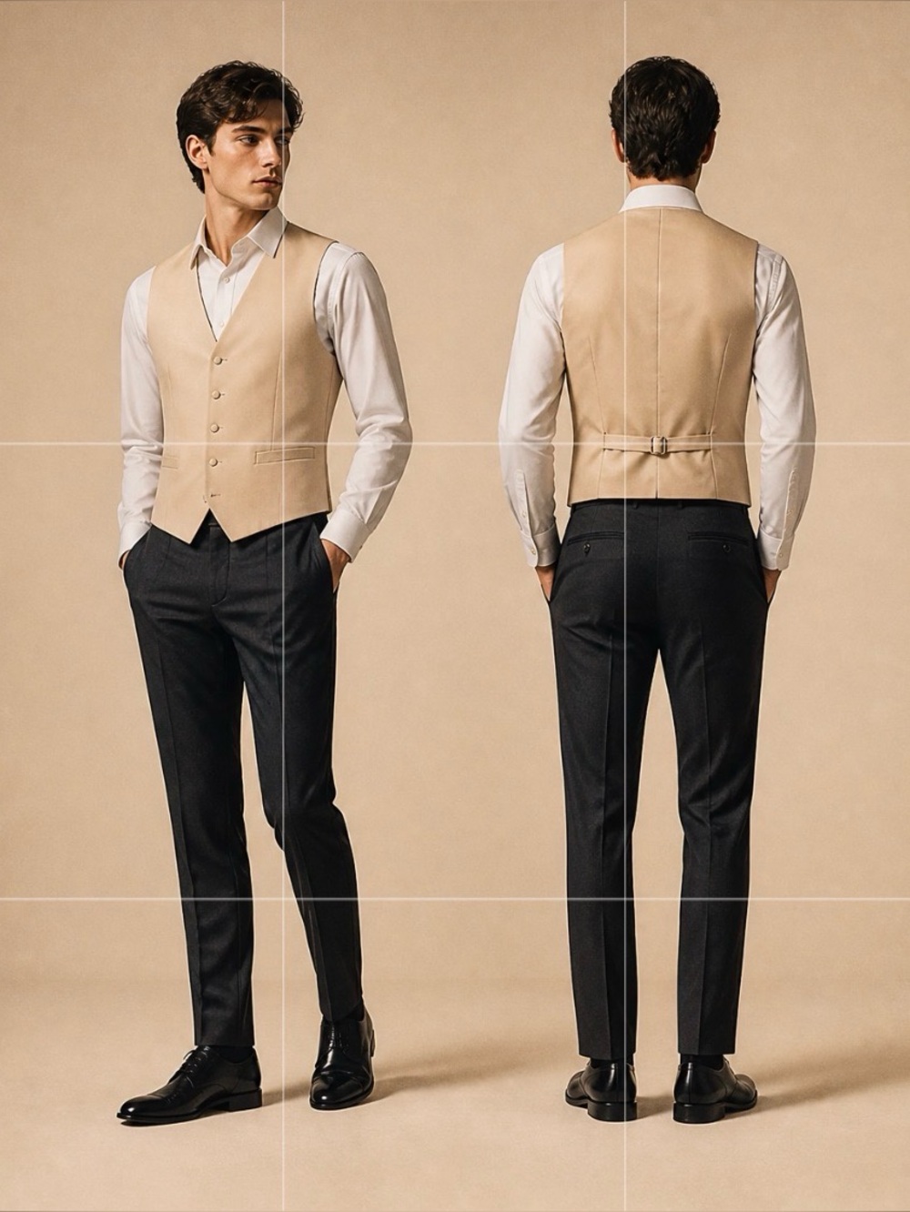 Q Brand Italian Design Size Small 5 Button Gold Black Mens Dress Vest